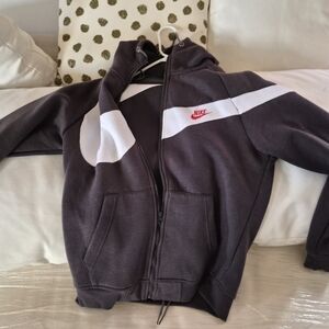 Nike Black and White Zip-Up Hoodie